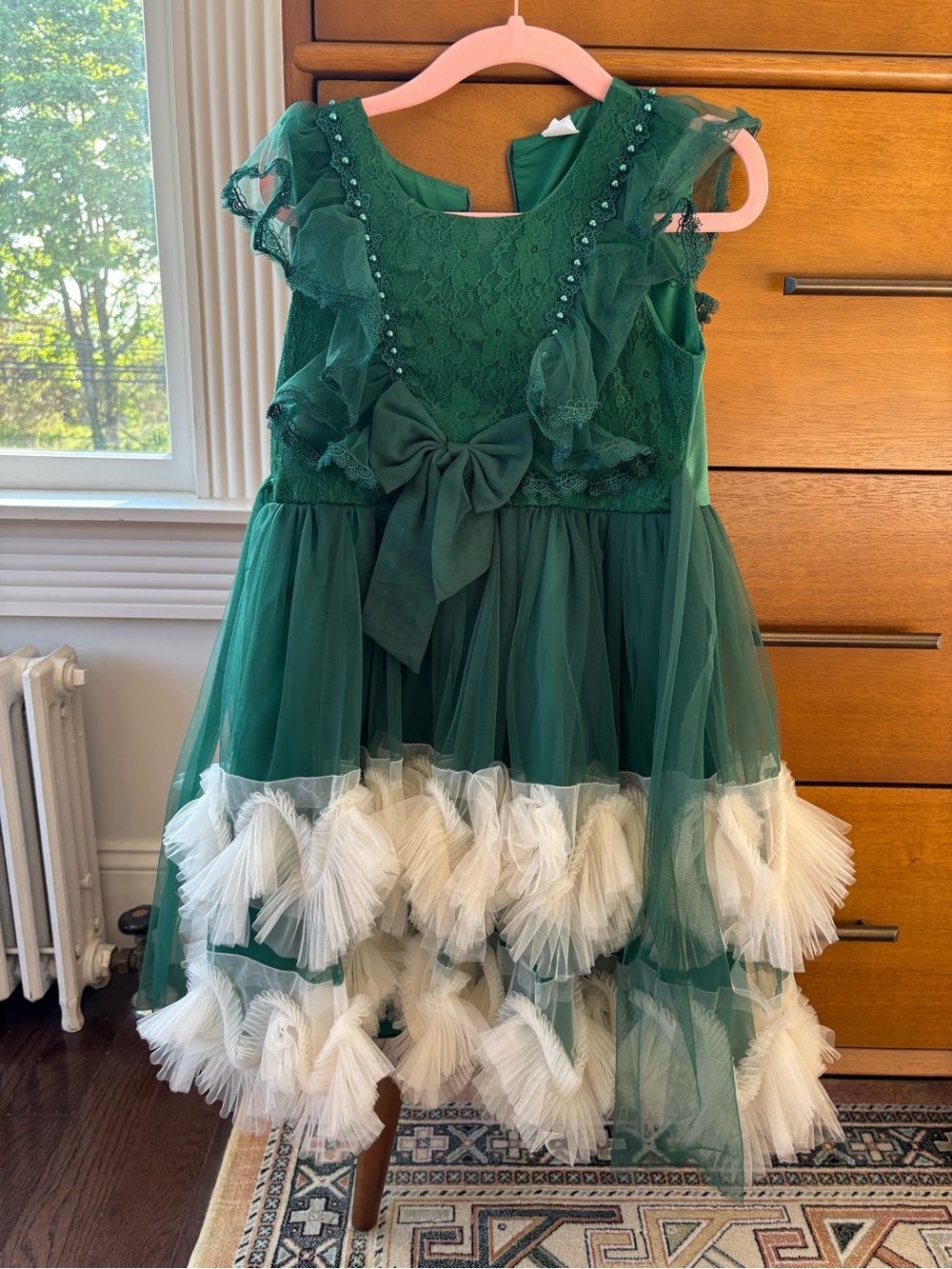 Emerald Green Tulle Bow Party Dress